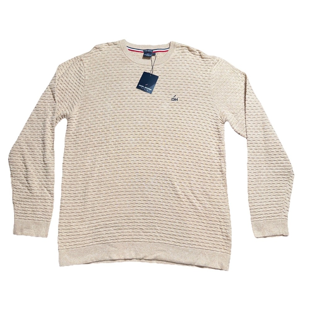Daniel Hechter Paris Sweater Pullover Waffle Knit Tan Men's Size XL NWT